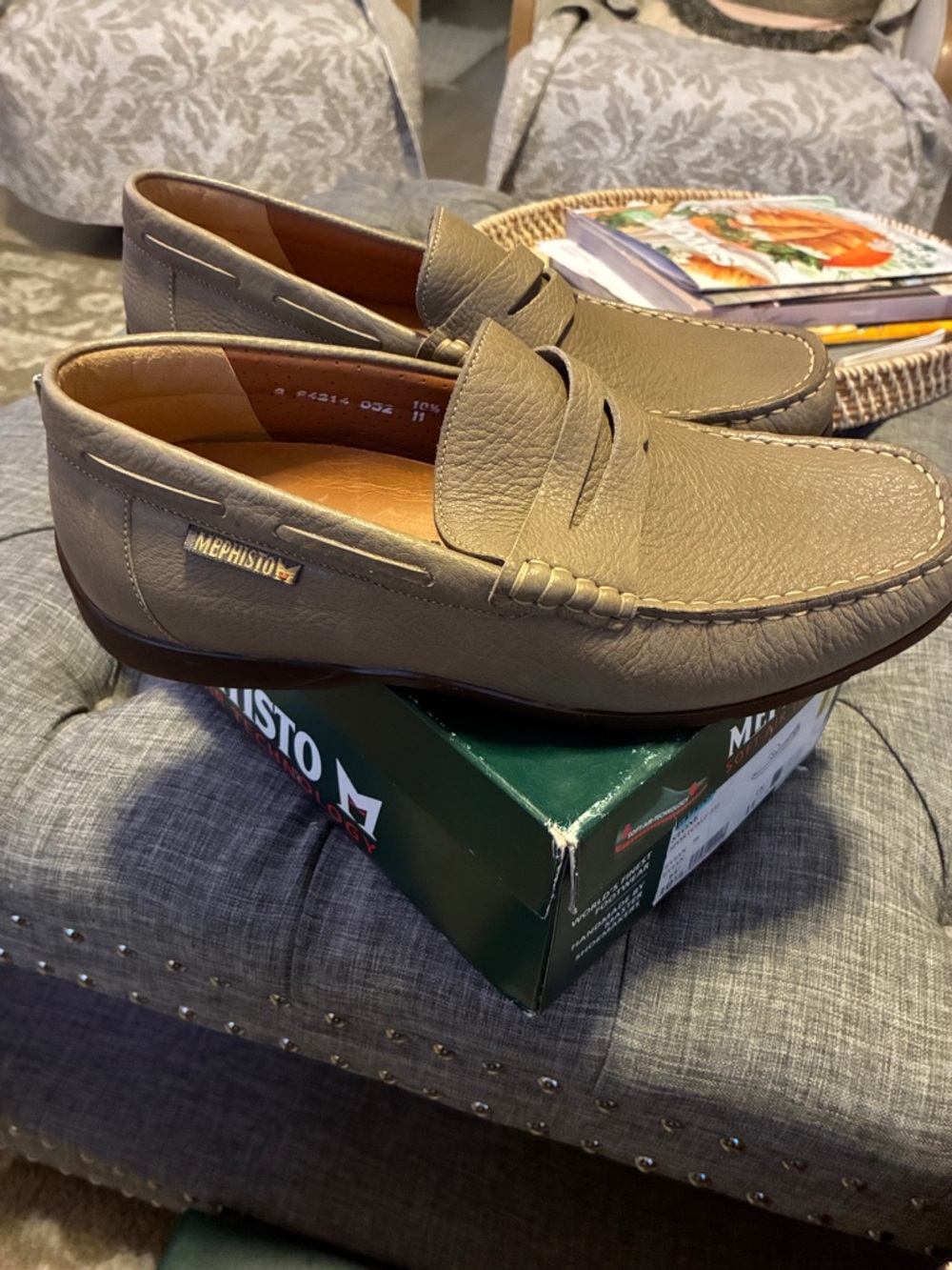 Mephisto Men’s Taupe Leather Penny Loafers